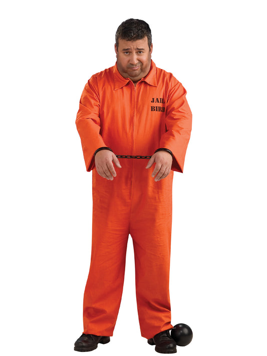 Adult prisoner costume for plus sized individuals, ideal for Halloween dress up.