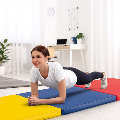 180x60cm Foldable Exercise Mat | Pink Purple Grey | 2 Handles