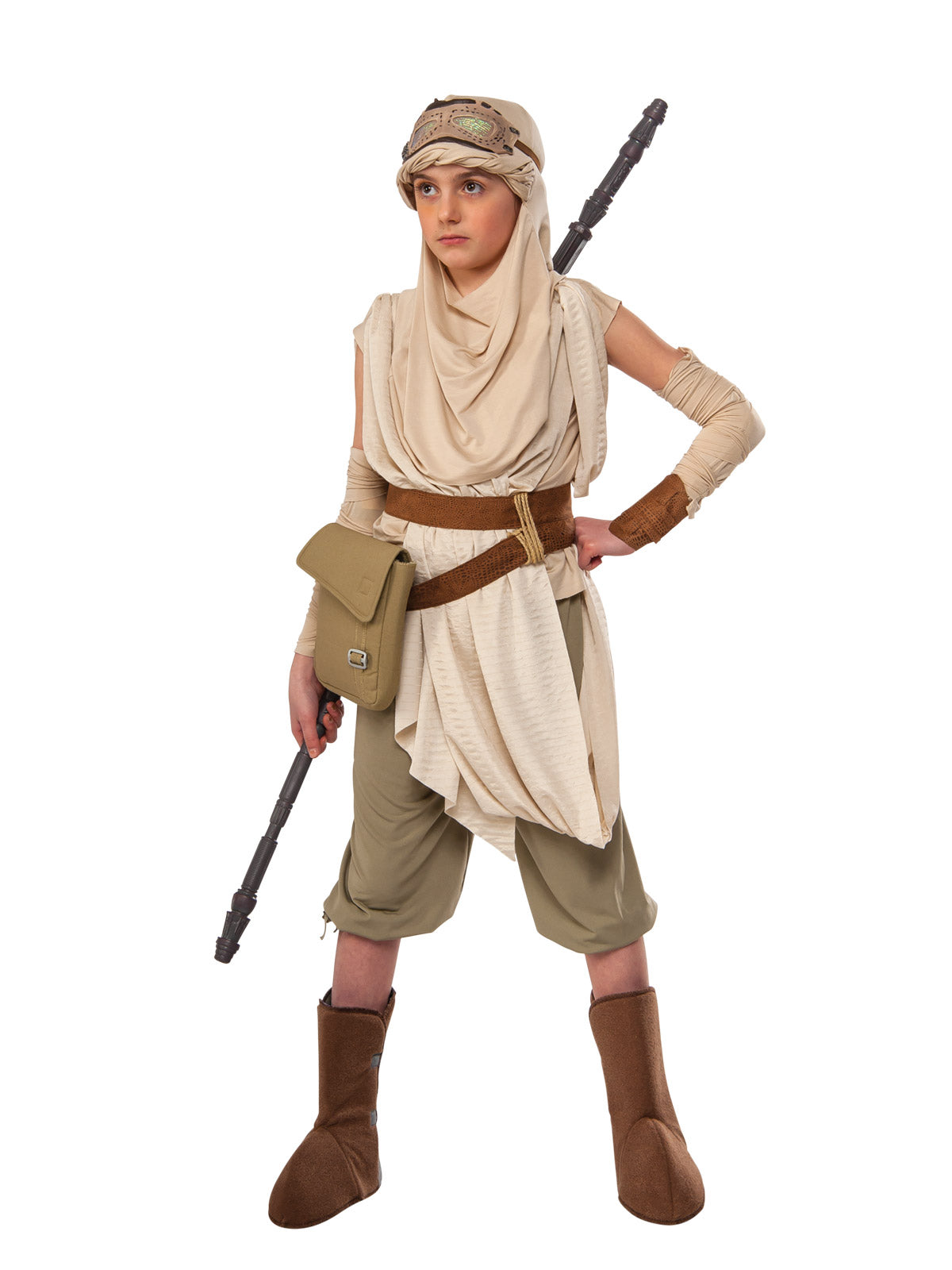 Rey Star Wars childrens costume set with Disney license for imaginative play at home.