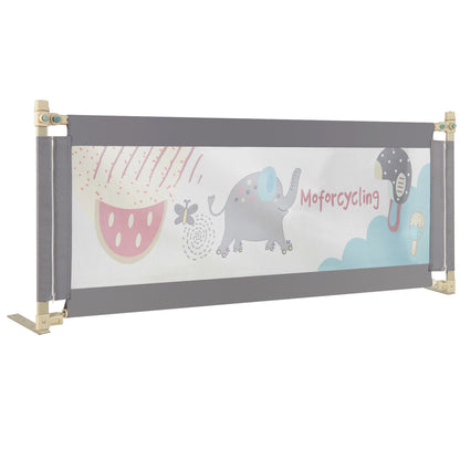 Costway 195 cm Mesh Bed Rail with Double Safety Locks & Height Adjustable for Toddlers-Dark Grey