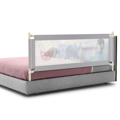 195cm Grey Mesh Bed Rail | Height Adjustable Double Lock Toddler