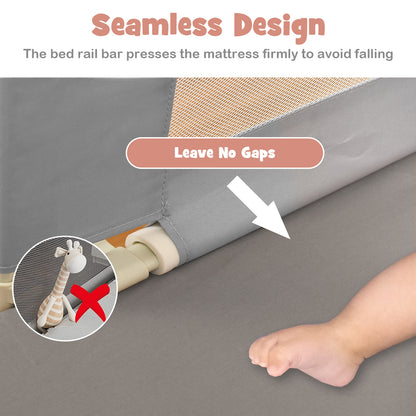 195cm Grey Mesh Bed Rail | Height Adjustable Double Lock Toddler