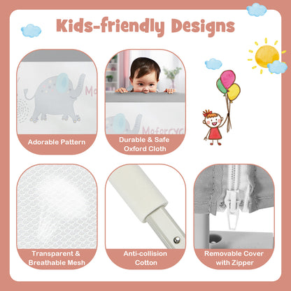 195cm Grey Mesh Bed Rail | Height Adjustable Double Lock Toddler