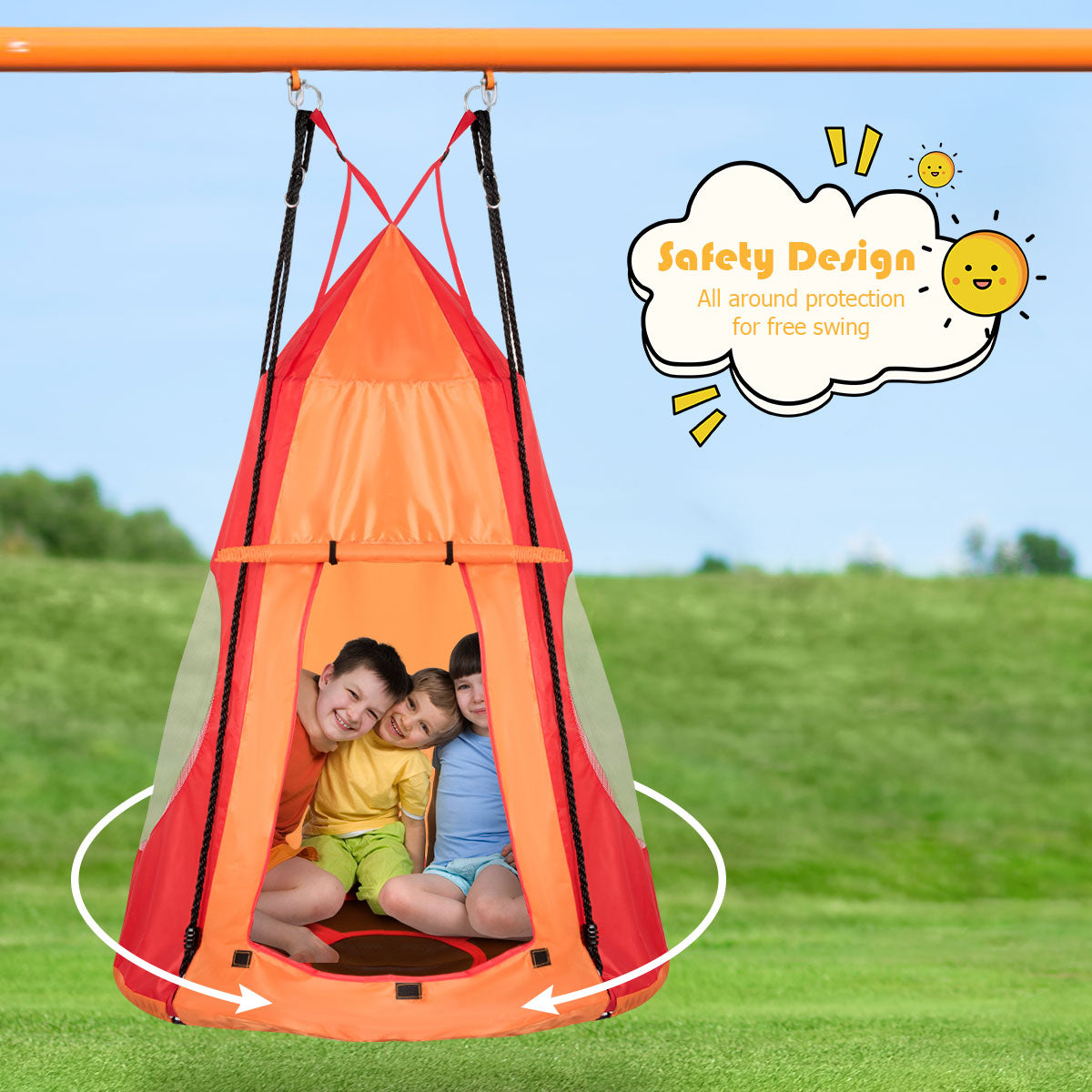 2 In 1 Tree Tent Swing Set | Green Adjustable Hanging Ropes