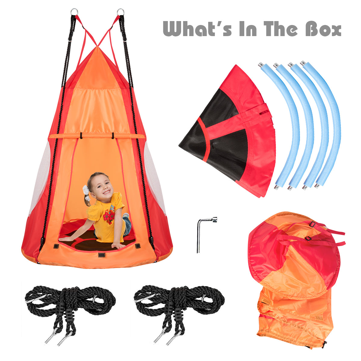2 In 1 Tree Tent Swing Set | Green Adjustable Hanging Ropes