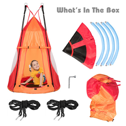 2 In 1 Tree Tent Swing Set | Green Adjustable Hanging Ropes