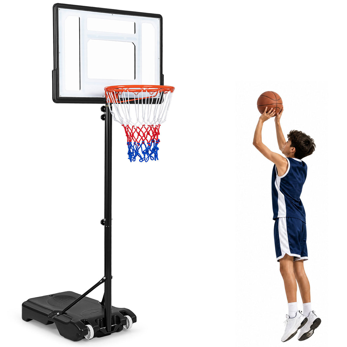 Black Height Adjustable Basketball Hoop | 5 Levels 215-260cm