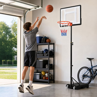 Black Height Adjustable Basketball Hoop | 5 Levels 215-260cm