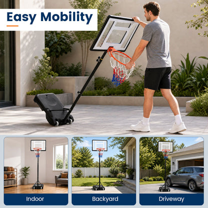 Black Height Adjustable Basketball Hoop | 5 Levels 215-260cm