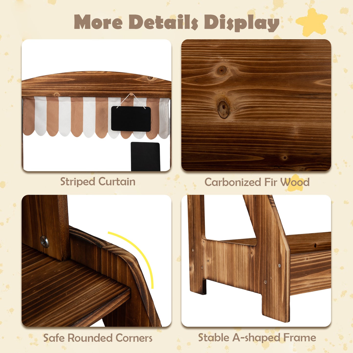 Brown 2 In 1 Wooden Mud Kitchen & Market Stand | 25 Accessories