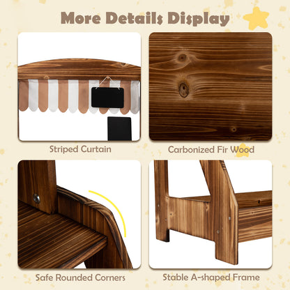 Brown 2 In 1 Wooden Mud Kitchen & Market Stand | 25 Accessories