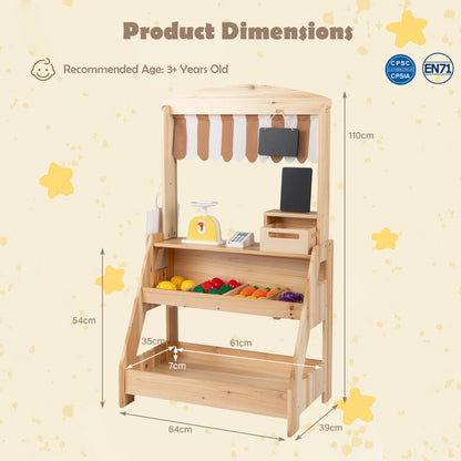 2 In 1 Natural Wood Mud Kitchen & Market Stand | 25 Accessories