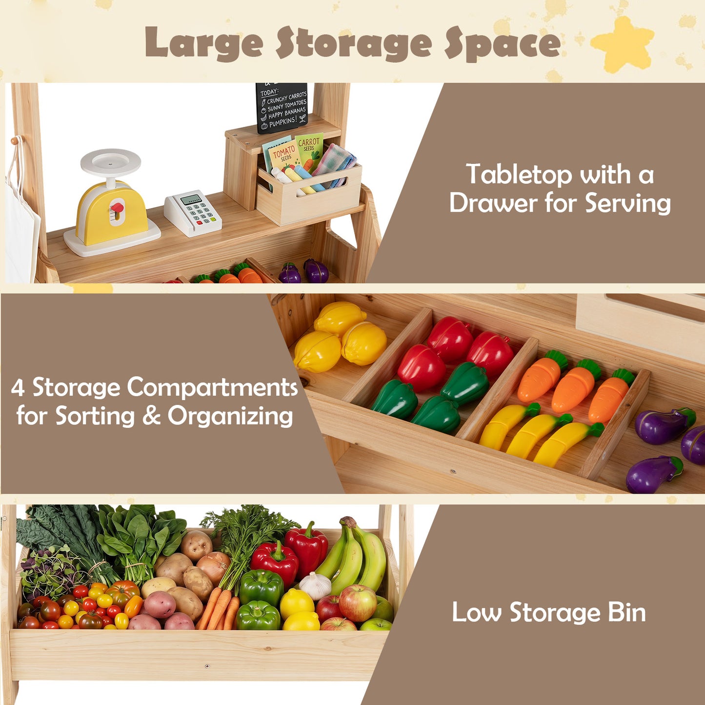 2 In 1 Natural Wood Mud Kitchen & Market Stand | 25 Accessories