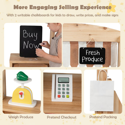 2 In 1 Natural Wood Mud Kitchen & Market Stand | 25 Accessories