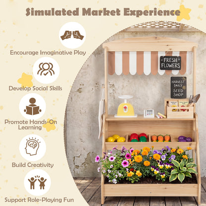 2 In 1 Natural Wood Mud Kitchen & Market Stand | 25 Accessories