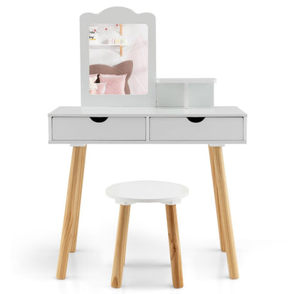 Kids 2-in-1 Vanity Set and Desk | Versatile furniture with mirror and storage for play and study.