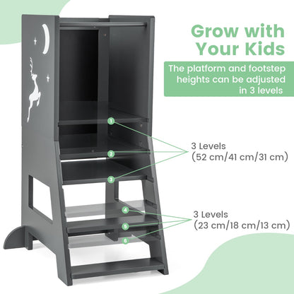 Kids Standing Tower | Grey Adjustable Learning Aid