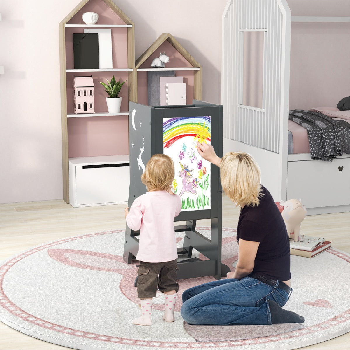 Kids Standing Tower | Grey Adjustable Learning Aid