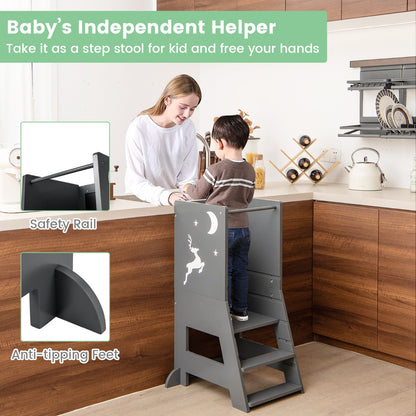 Kids Standing Tower | Grey Adjustable Learning Aid