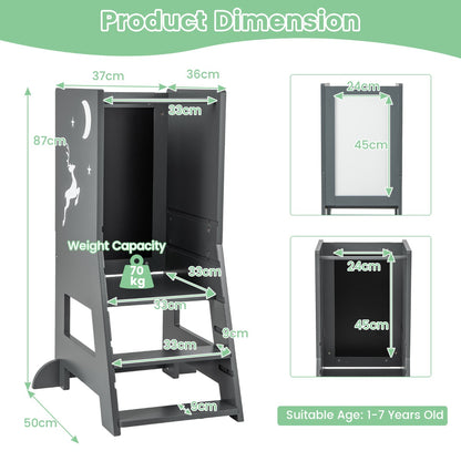 Kids Standing Tower | Grey Adjustable Learning Aid