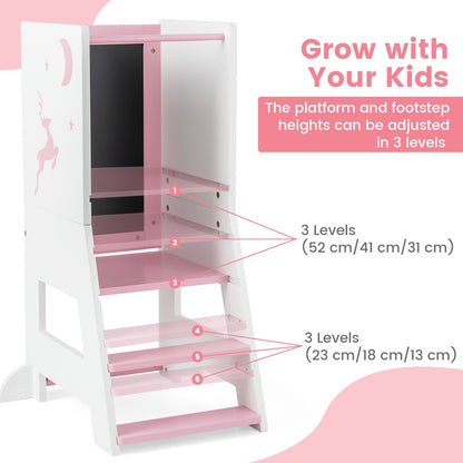 Learning Tower Pink | Adjustable Footstep & Drawing Board