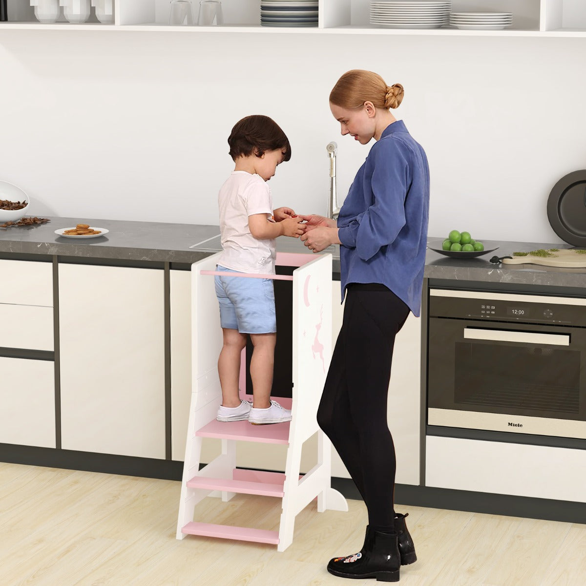 Learning Tower Pink | Adjustable Footstep & Drawing Board