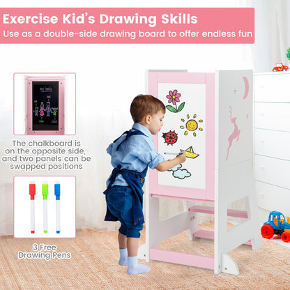 Learning Tower Pink | Adjustable Footstep & Drawing Board