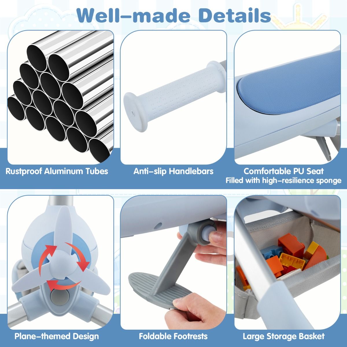 LED Wheel Kids Push Car | 2 in 1 Adjustable Ride On Toy