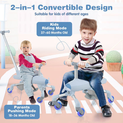 LED Wheel Kids Push Car | 2 in 1 Adjustable Ride On Toy