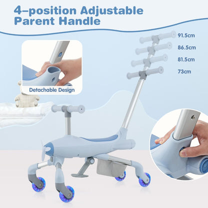 LED Wheel Kids Push Car | 2 in 1 Adjustable Ride On Toy