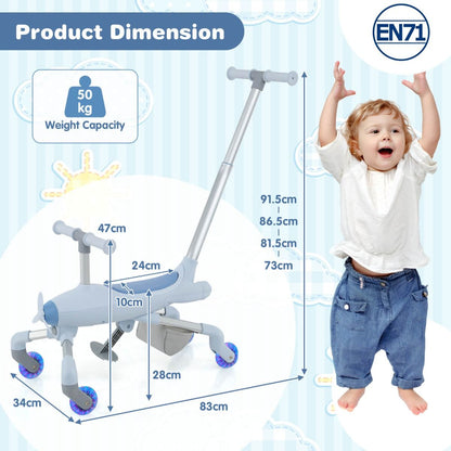 LED Wheel Kids Push Car | 2 in 1 Adjustable Ride On Toy