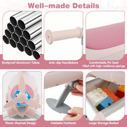 Pink 2 in 1 Kids Push Car with LED Wheels | 18-70 Months