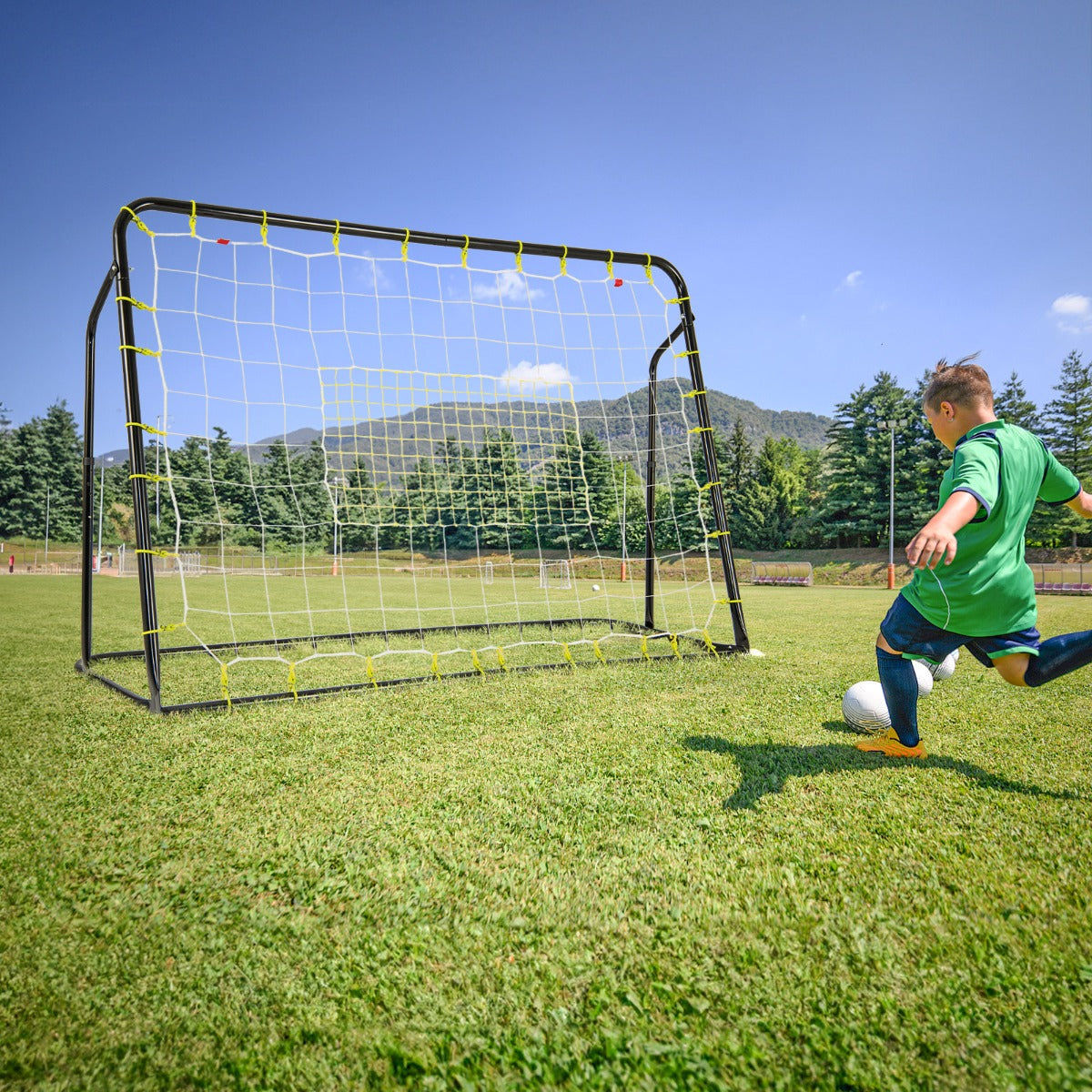 2 in 1 Kids Soccer Rebounder & Goal | Black Adjustable Net Set