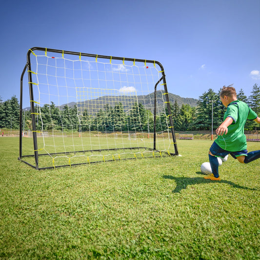 2 in 1 Kids Soccer Rebounder & Goal | Black Adjustable Net Set