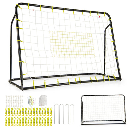 2 in 1 Kids Soccer Rebounder & Goal | Black Adjustable Net Set