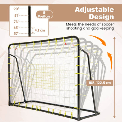 2 in 1 Kids Soccer Rebounder & Goal | Black Adjustable Net Set
