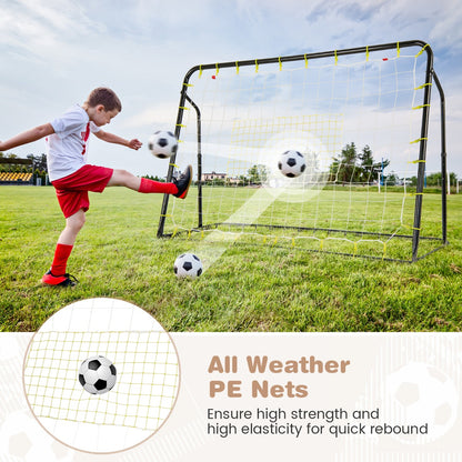 2 in 1 Kids Soccer Rebounder & Goal | Black Adjustable Net Set
