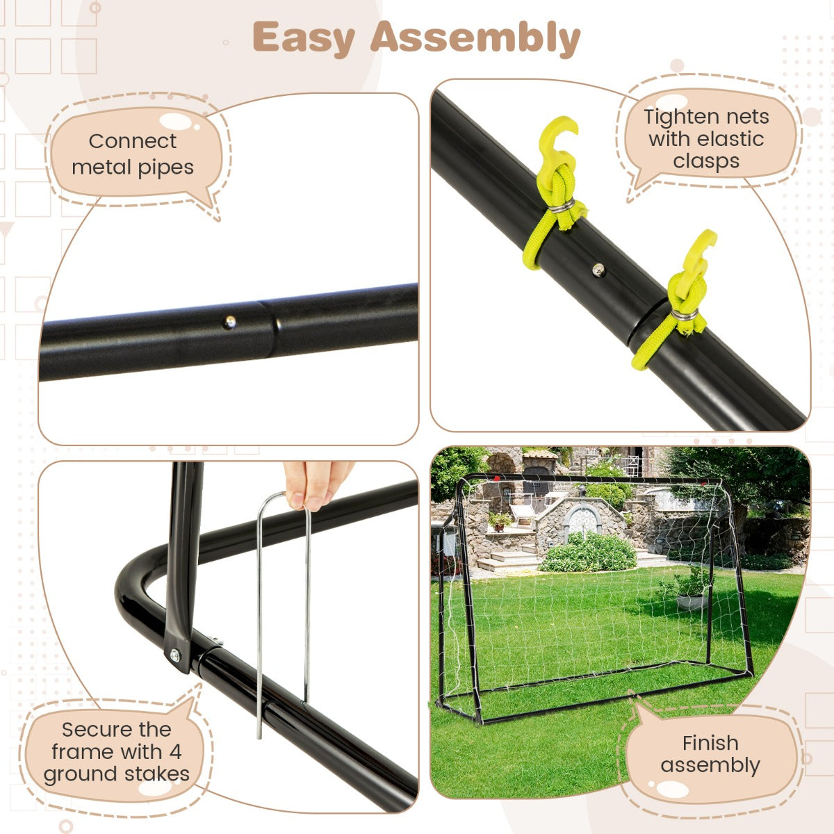 2 in 1 Kids Soccer Rebounder & Goal | Black Adjustable Net Set
