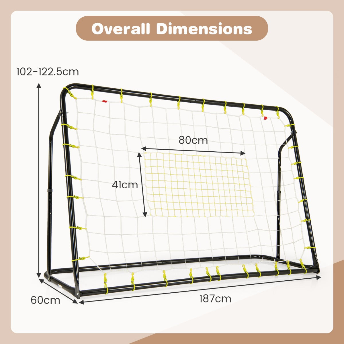 2 in 1 Kids Soccer Rebounder & Goal | Black Adjustable Net Set