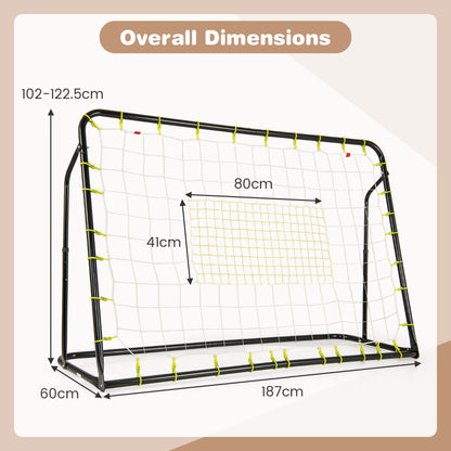 2 in 1 Kids Soccer Rebounder & Goal | Black Adjustable Net Set