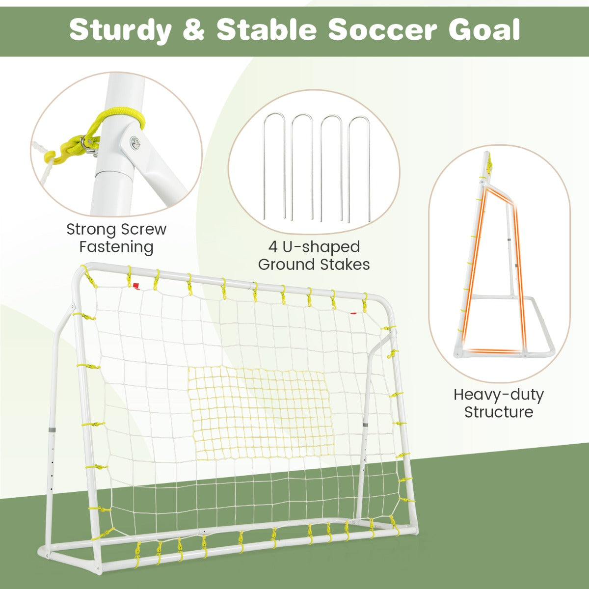 2 In 1 Kids Soccer Goal & Rebounder | 5 Angle Adjust | White