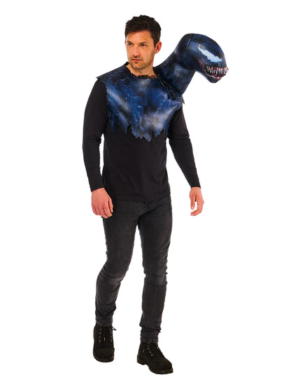 Marvels Venom Symbiote costume top features realistic 3D textures and striking black and blue design for immersive...