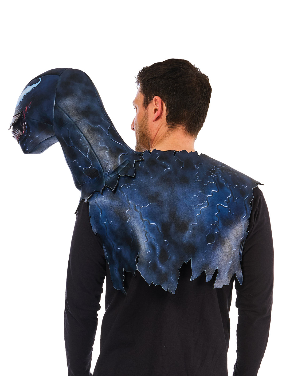 Venom Symbiote costume top features a 3D-printed design with black and blue Marvel-inspired details for realistic cosplay.