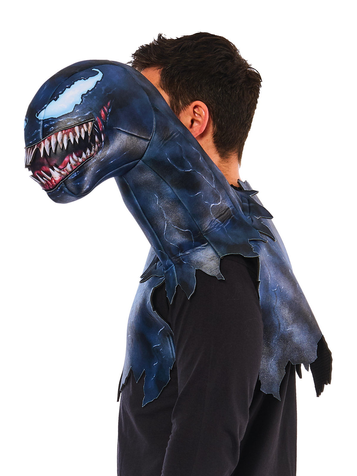 A sleek Venom Symbiote costume top featuring black and blue Marvel-inspired design for immersive superhero cosplay.