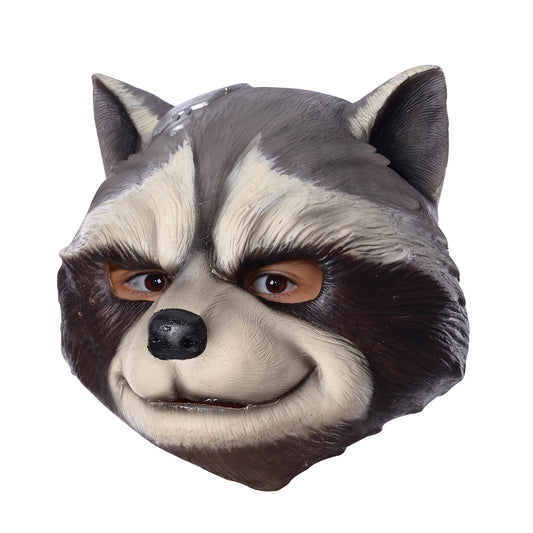 Colorful Rocket Raccoon child mask, ideal for imaginative play at home, from Marvels Guardians of the Galaxy.