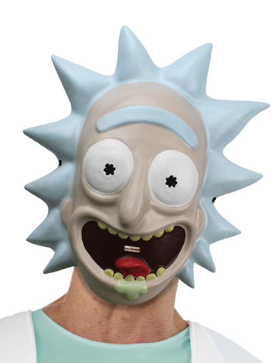 Rick and Morty half mask with strap for kids, ideal for dress-up play.