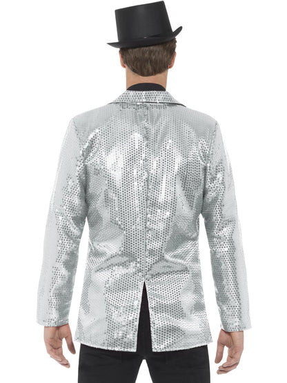Mens Silver Sequin Jacket | Disco Party Costume for Adults