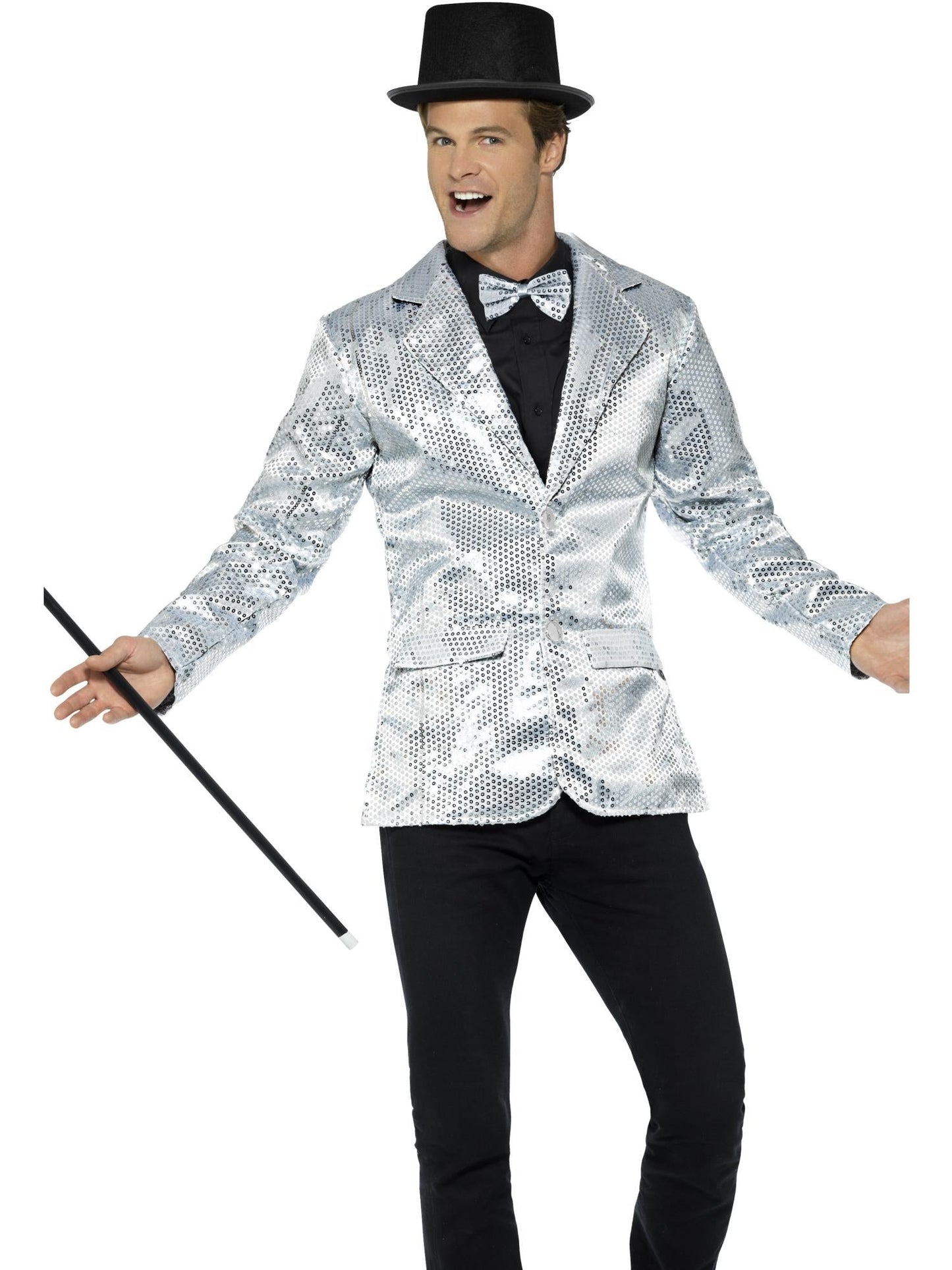 Mens Silver Sequin Jacket | Disco Party Costume for Adults