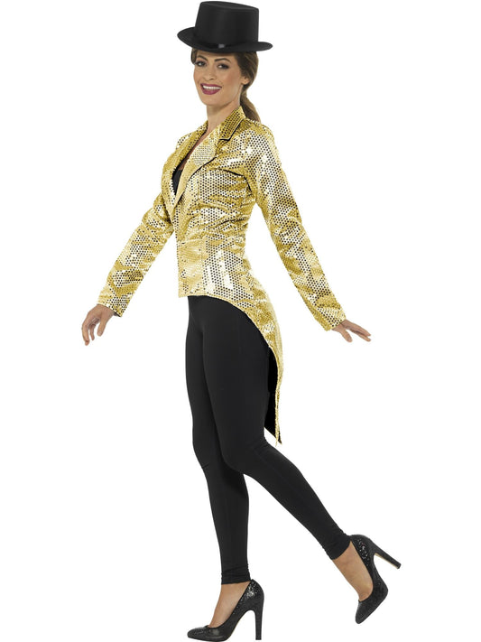 Gold Sequin Tailcoat Jacket | Sparkly Women's Costume Wear