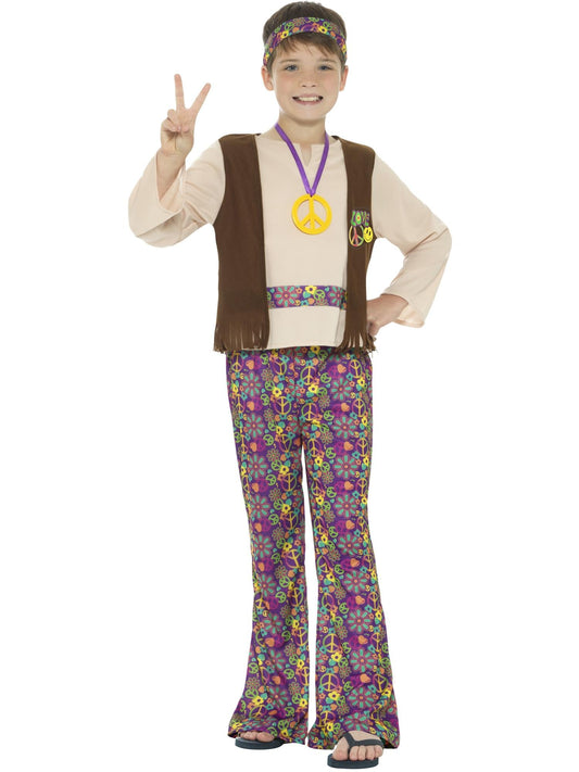Hippie Boy Costume | Psychedelic Pants & Peace Medallion | 60s 70s